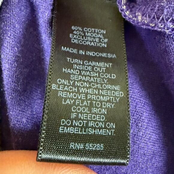 Vtg Express Graphic Sequin Bird Top Purpl Y2K Ombre Shirt Flying ❤️ Formation XS - Picture 4 of 9